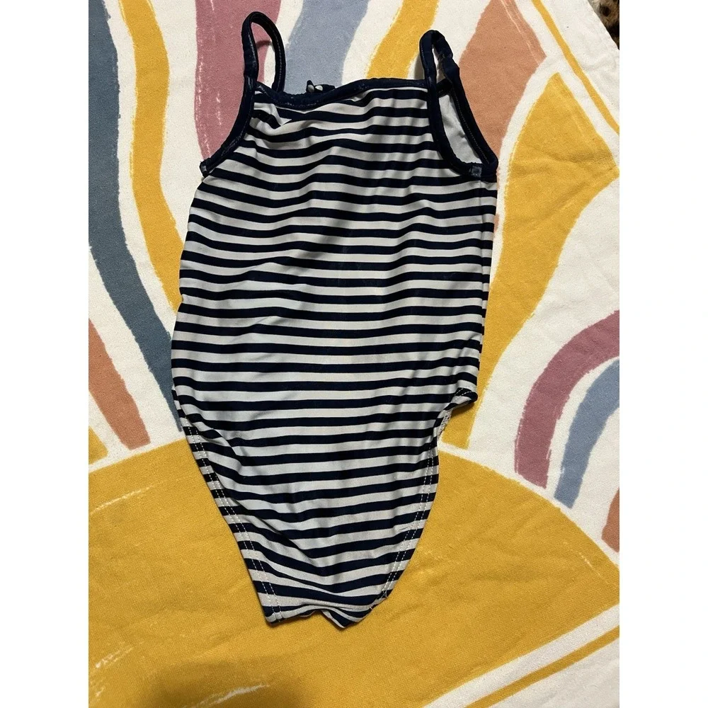 Flapdoodles Girls One Piece Swimsuit Size 5 Navy/White Striped 1 Piece